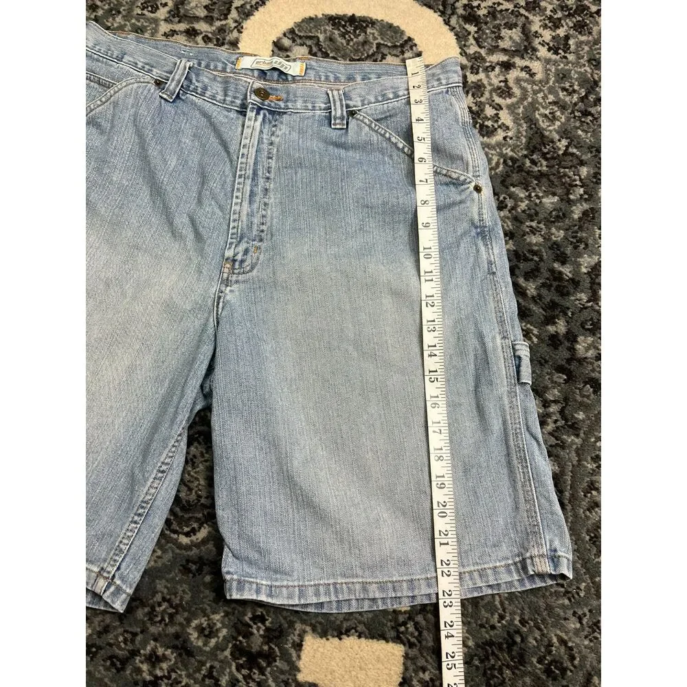 Vintage Urban Pipeline Men Jean Denim Light Blue Carpenter Shorts Size 36